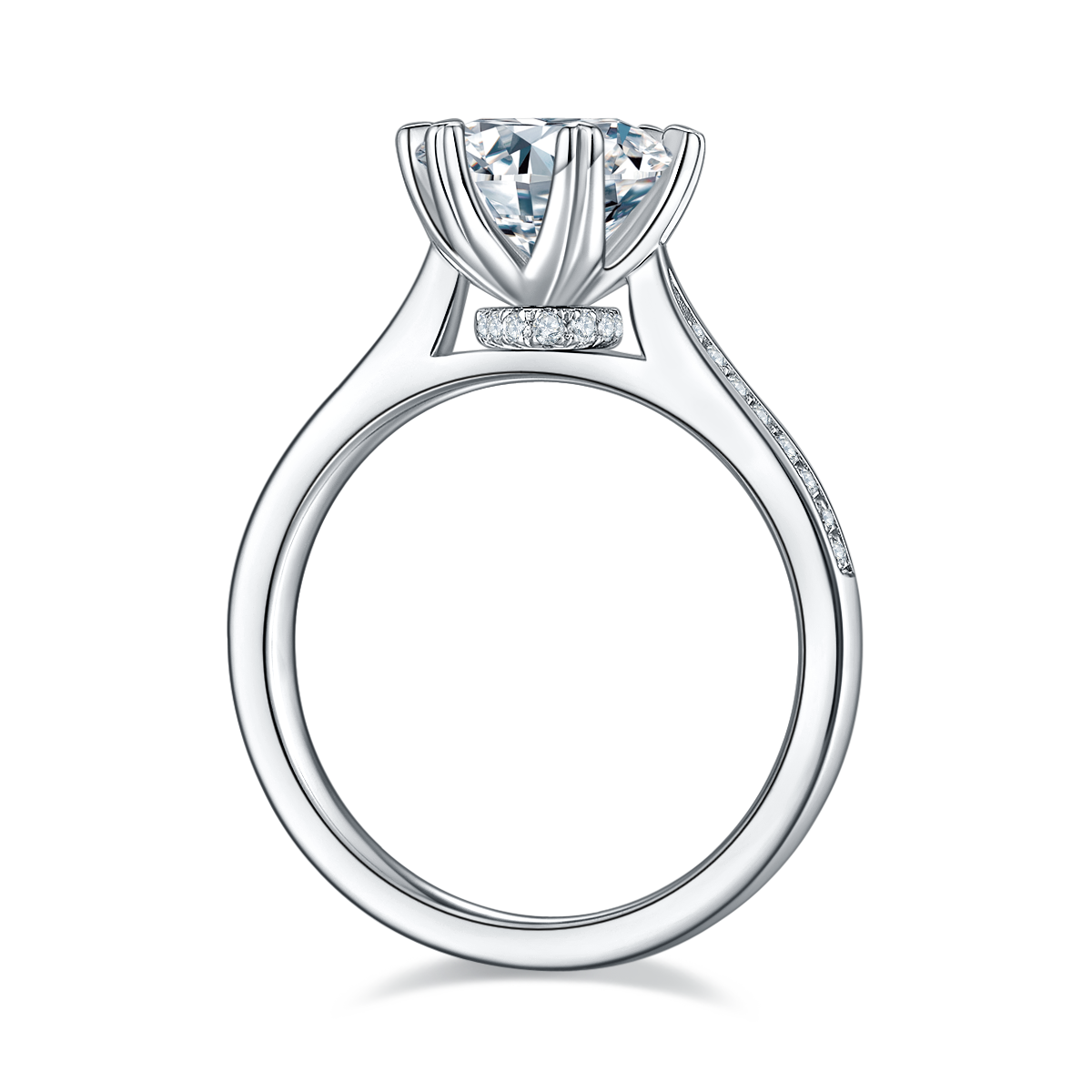 Time to Run S925 Silver Plated Platinum Moissanite Diamond Women's Ring 2.0 Carat D-Class